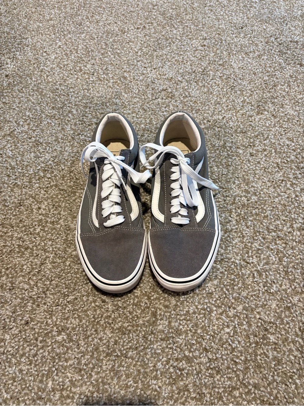 Vans Gray Low-Top Canvas Sneakers with White Stripe
